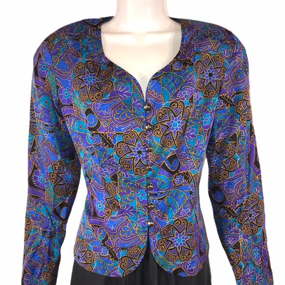 FABULOUS Vintage Silk Studio 1990s Blazer, Size 12 - Picture 3 of 10
